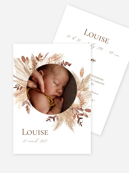 Faire-part naissance Jolies fleurs séchées