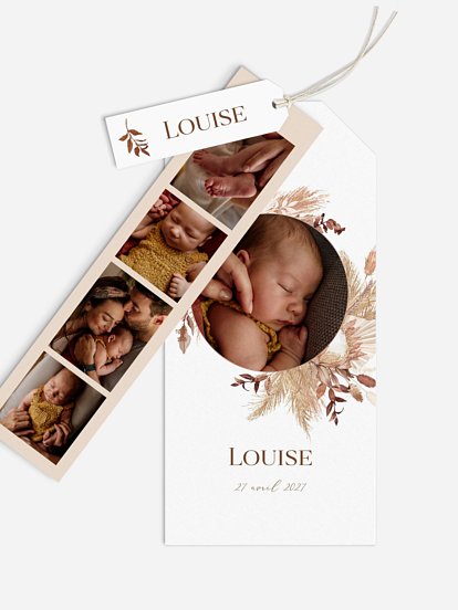 Faire-part naissance Jolies fleurs séchées