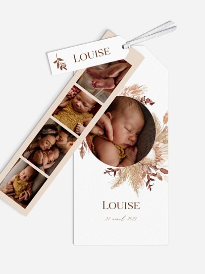 Faire-part naissance Jolies fleurs séchées