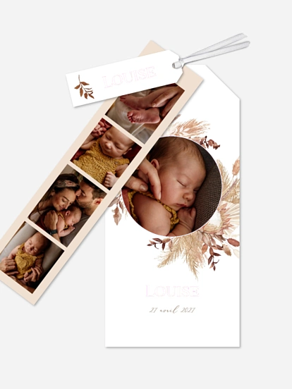 Faire-part naissance Jolies fleurs séchées