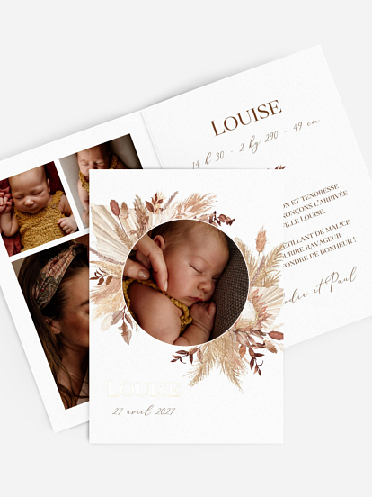 Faire-part naissance Jolies fleurs séchées