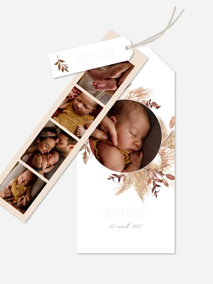 Faire-part naissance Jolies fleurs séchées