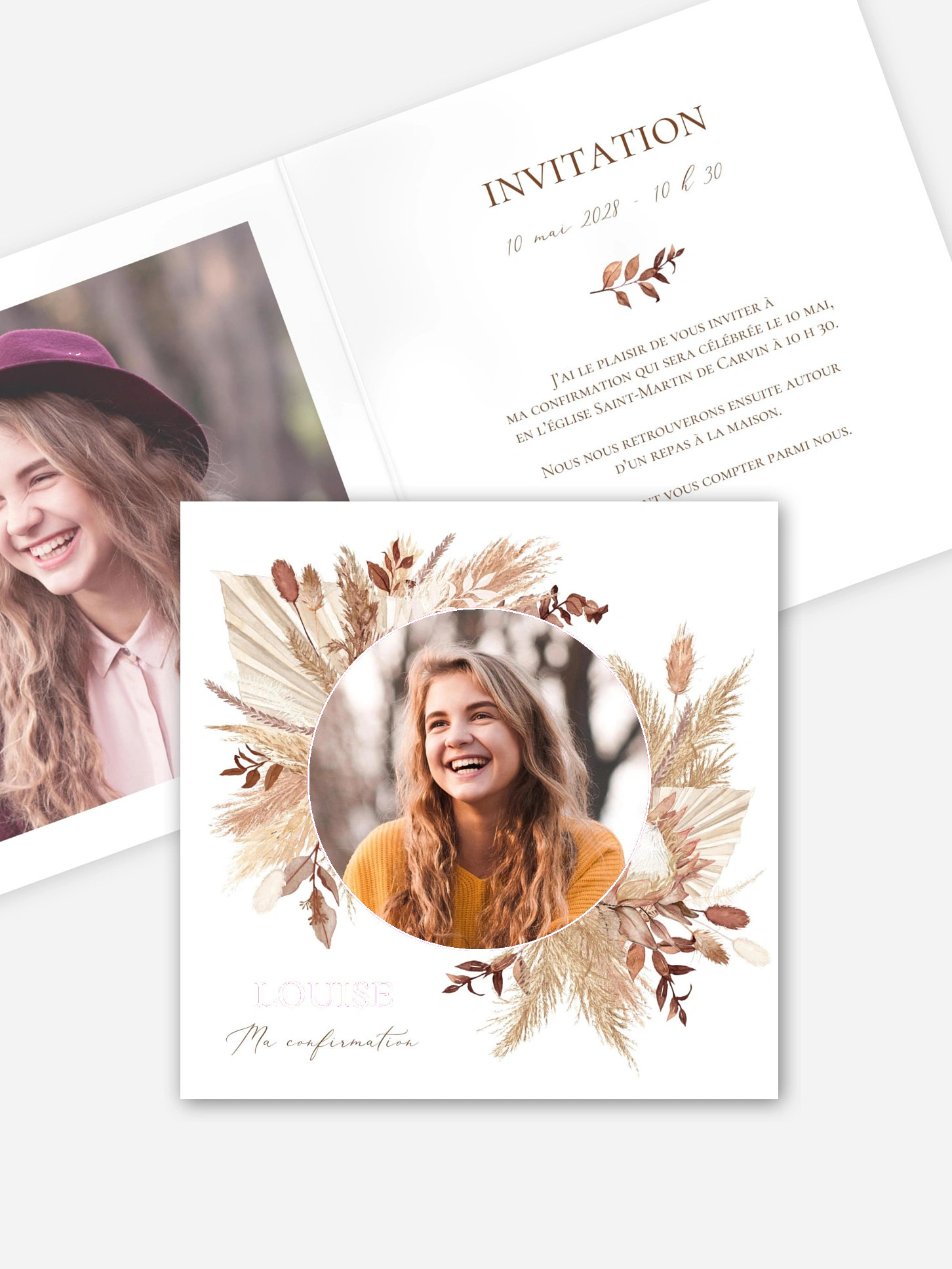 Invitation Confirmation Jolies fleurs séchées