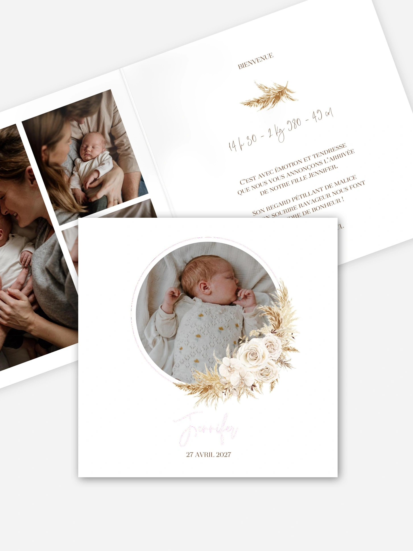 Faire-part naissance Fleurs boho
