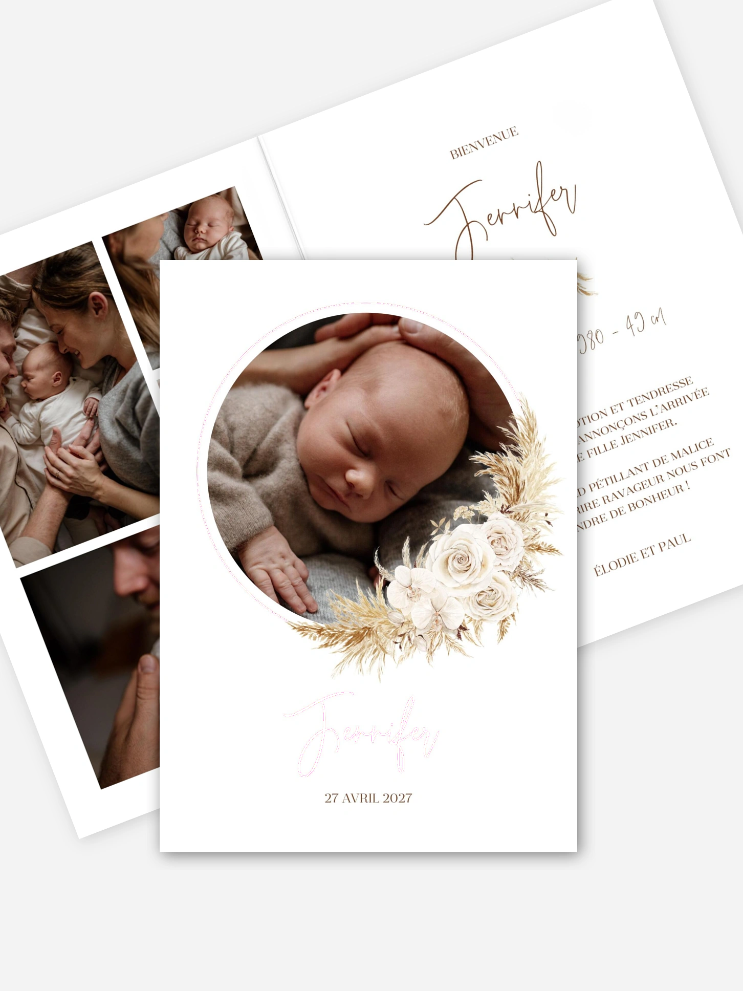 Faire-part naissance Fleurs boho