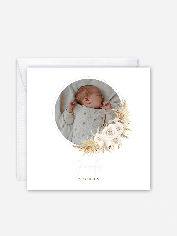 Faire-part naissance Fleurs boho