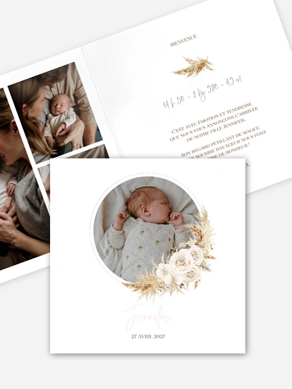Faire-part naissance Fleurs boho