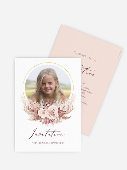 Invitation communion Couronne florale