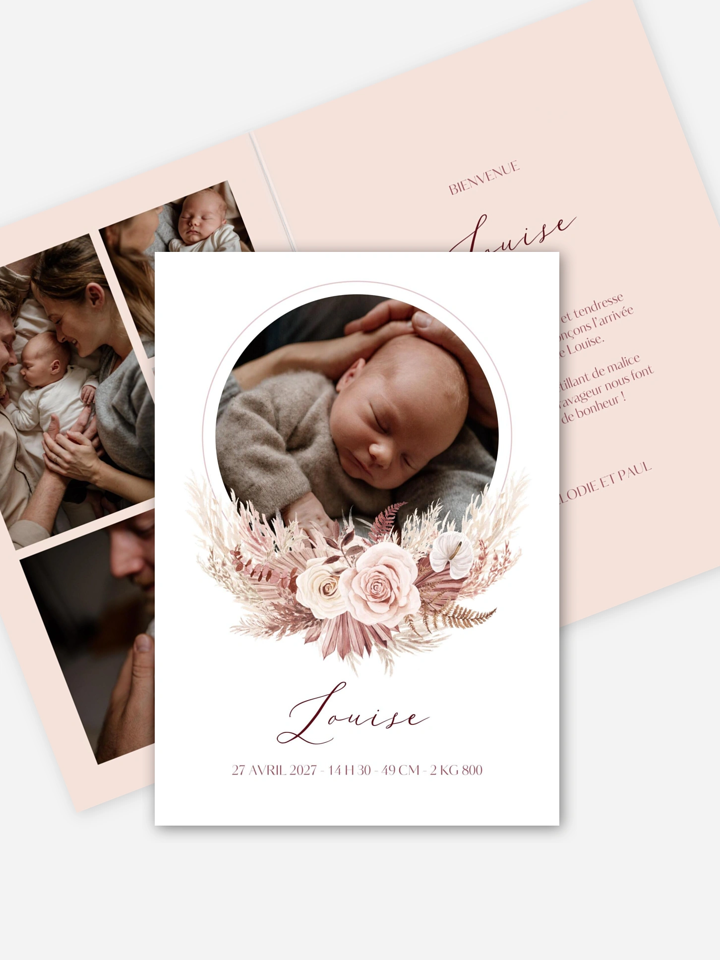 Faire-part naissance Couronne florale