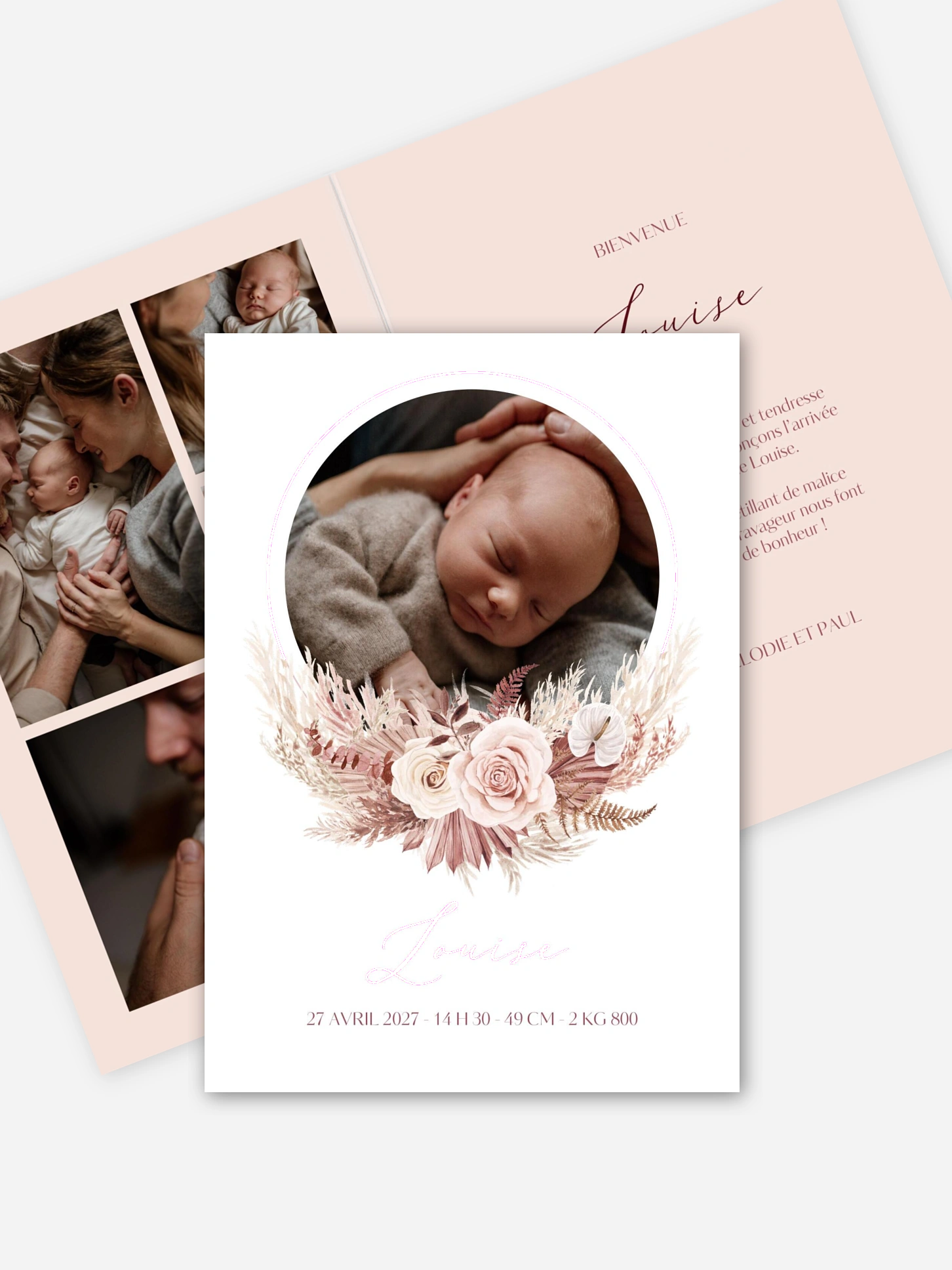 Faire-part naissance Couronne florale