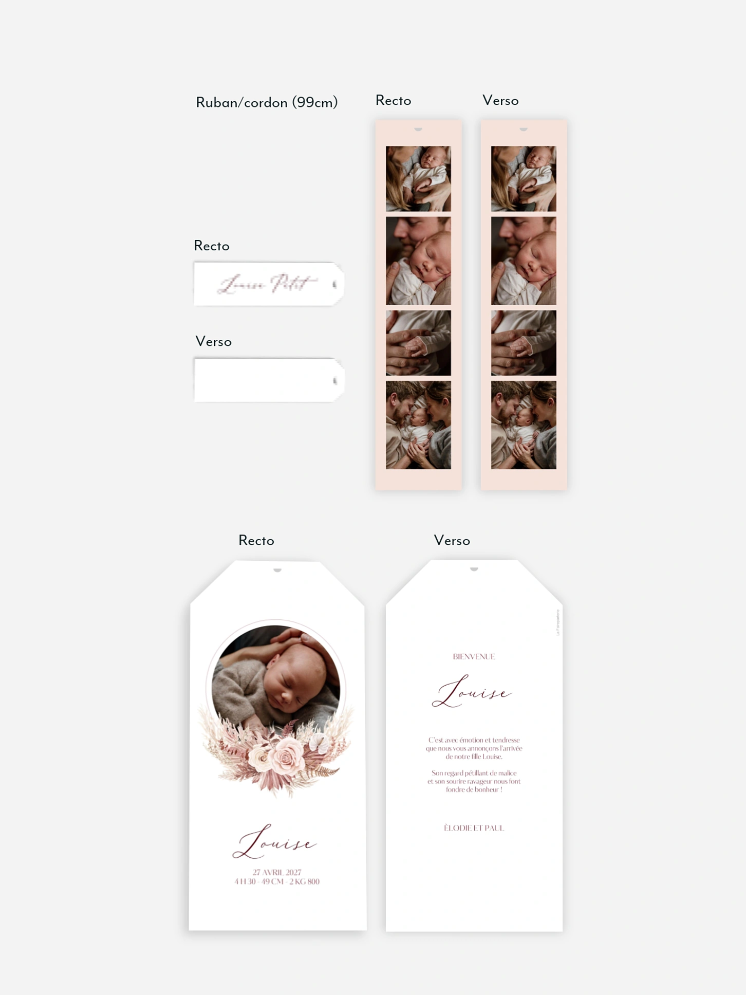 Faire-part naissance Couronne florale