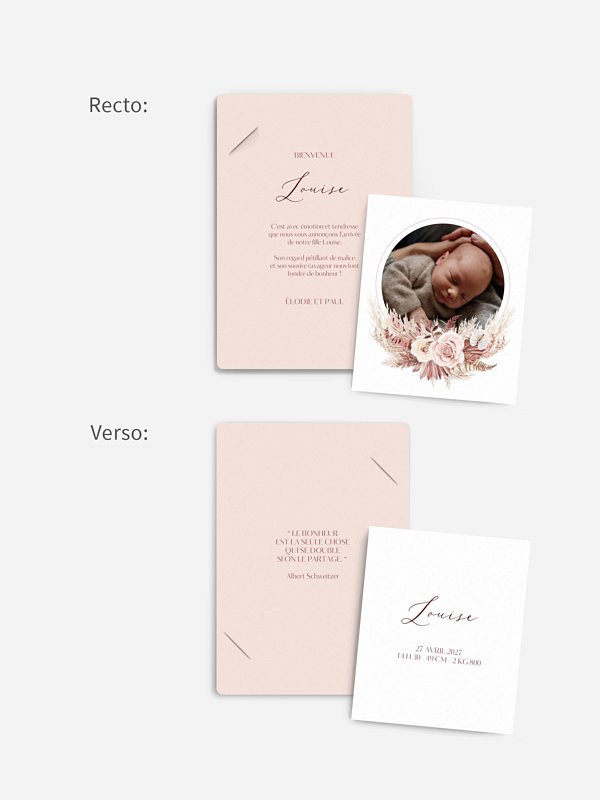 Faire-part naissance Couronne florale