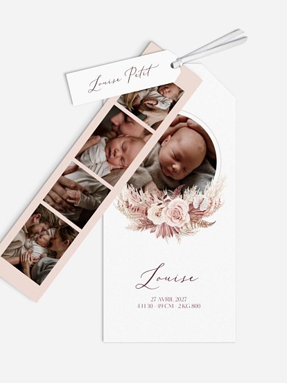 Faire-part naissance Couronne florale