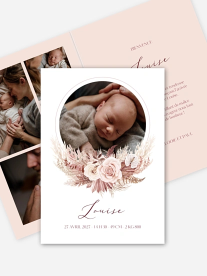 Faire-part naissance Couronne florale