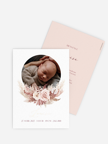 Faire-part naissance Couronne florale