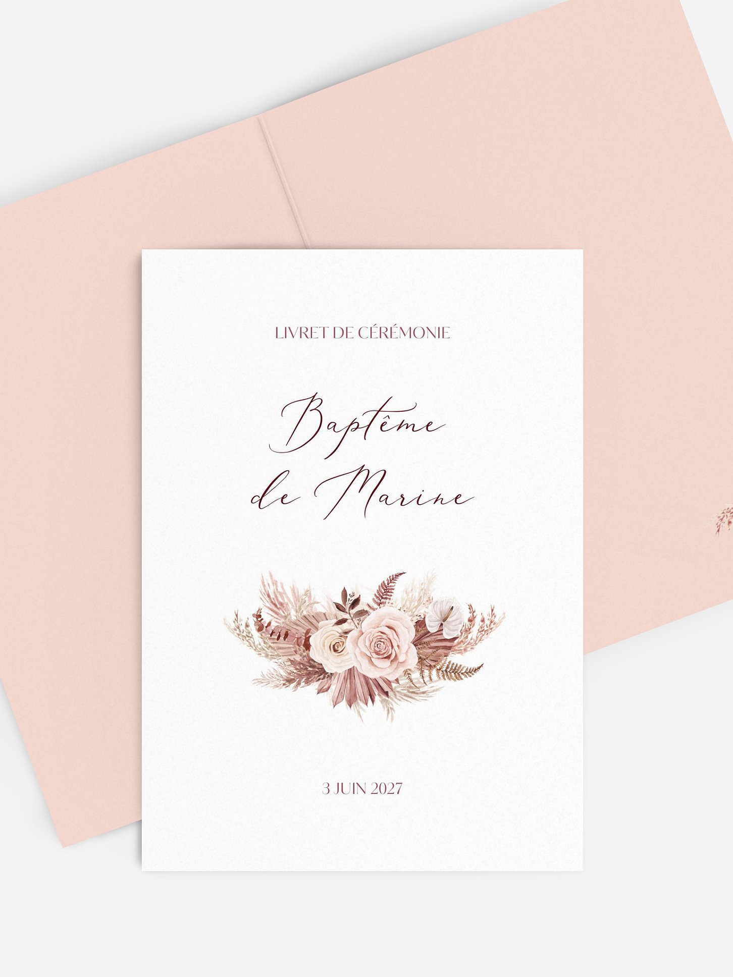 Livret de messe baptême Couronne florale
