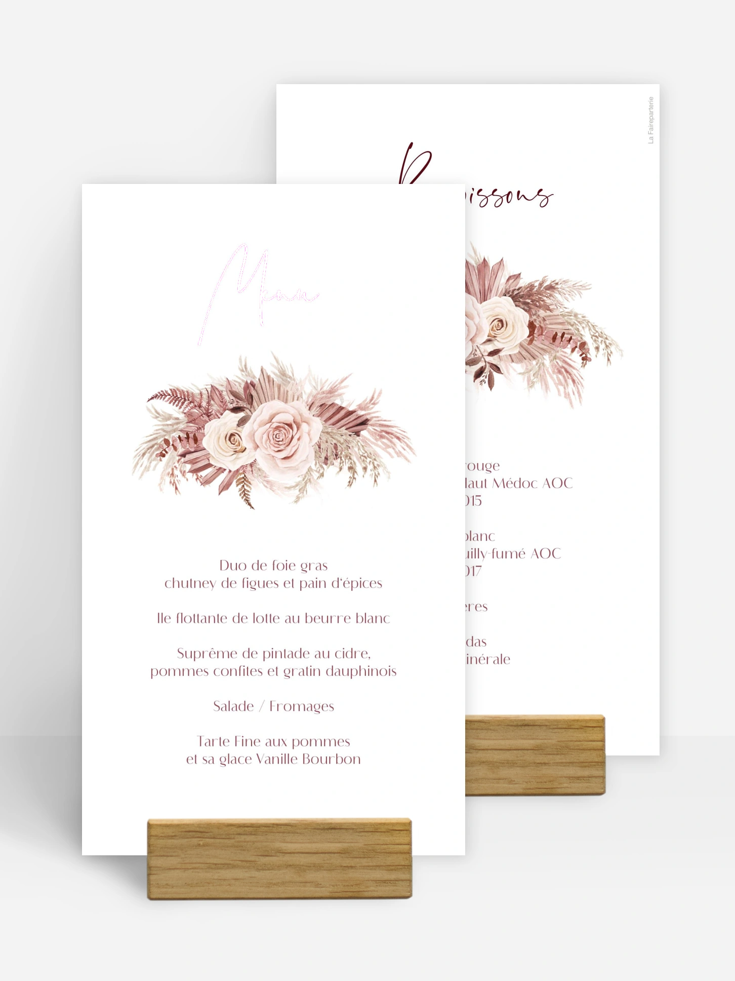Menu baptême Couronne florale