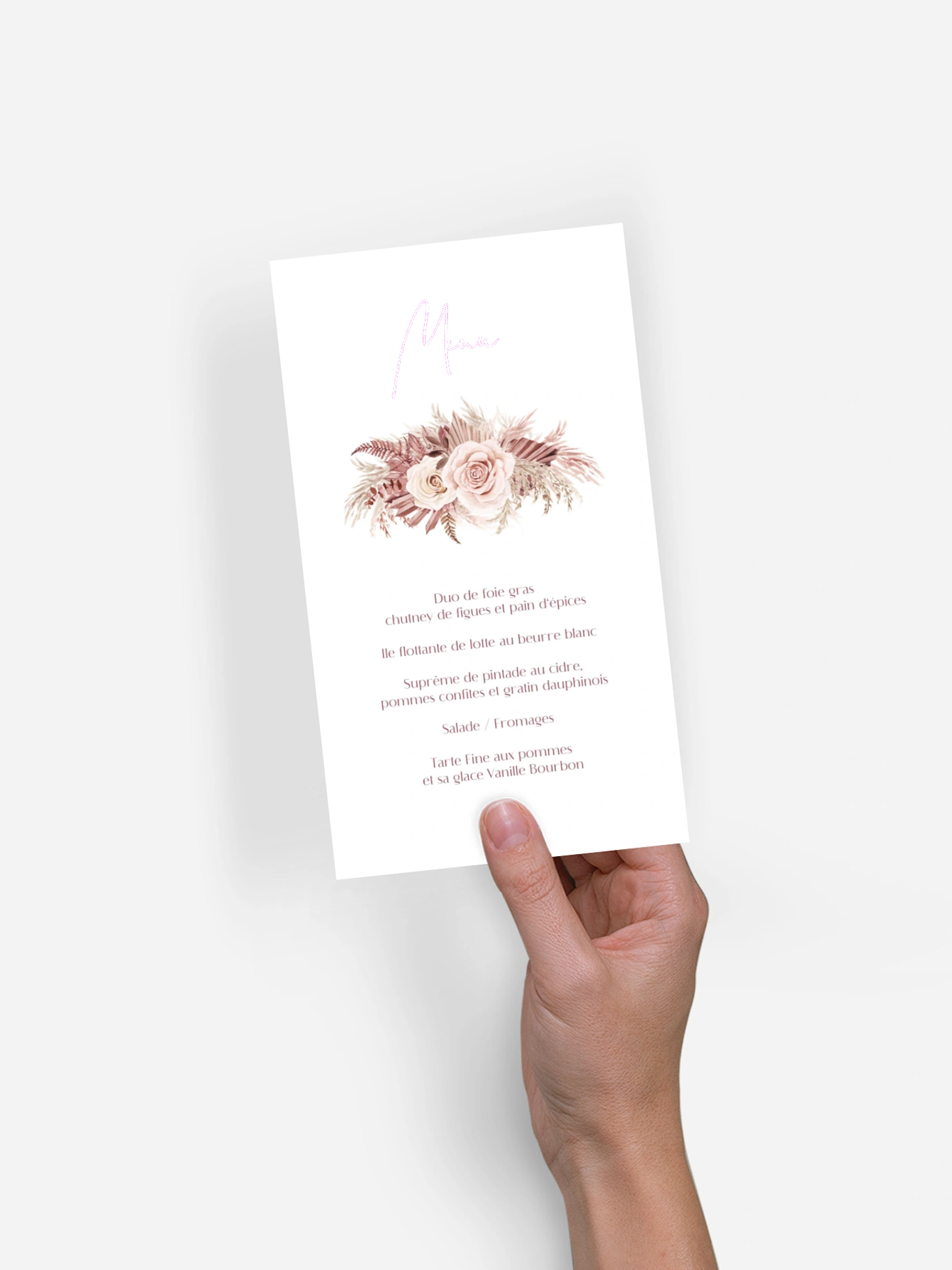Menu baptême Couronne florale