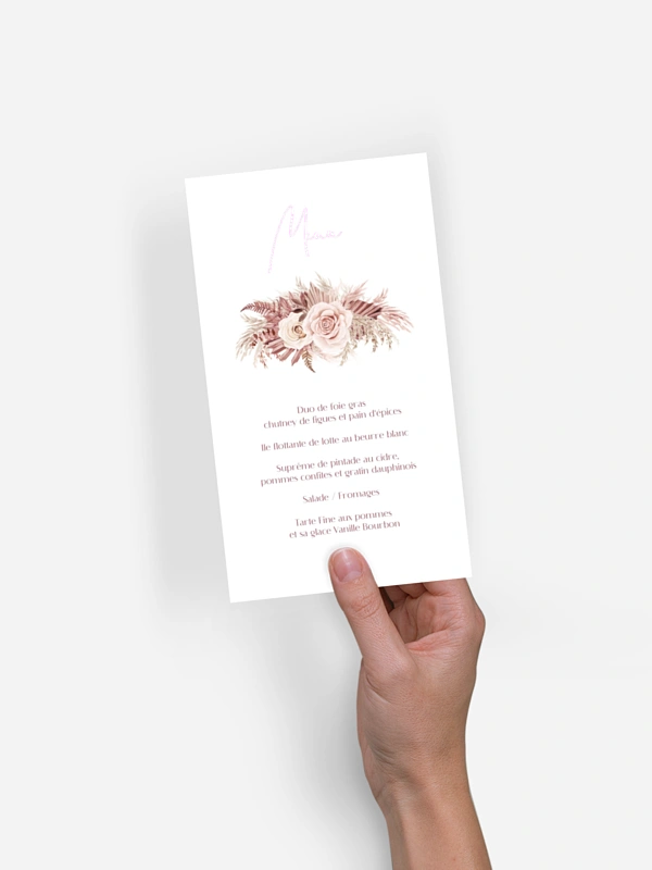 Menu baptême Couronne florale
