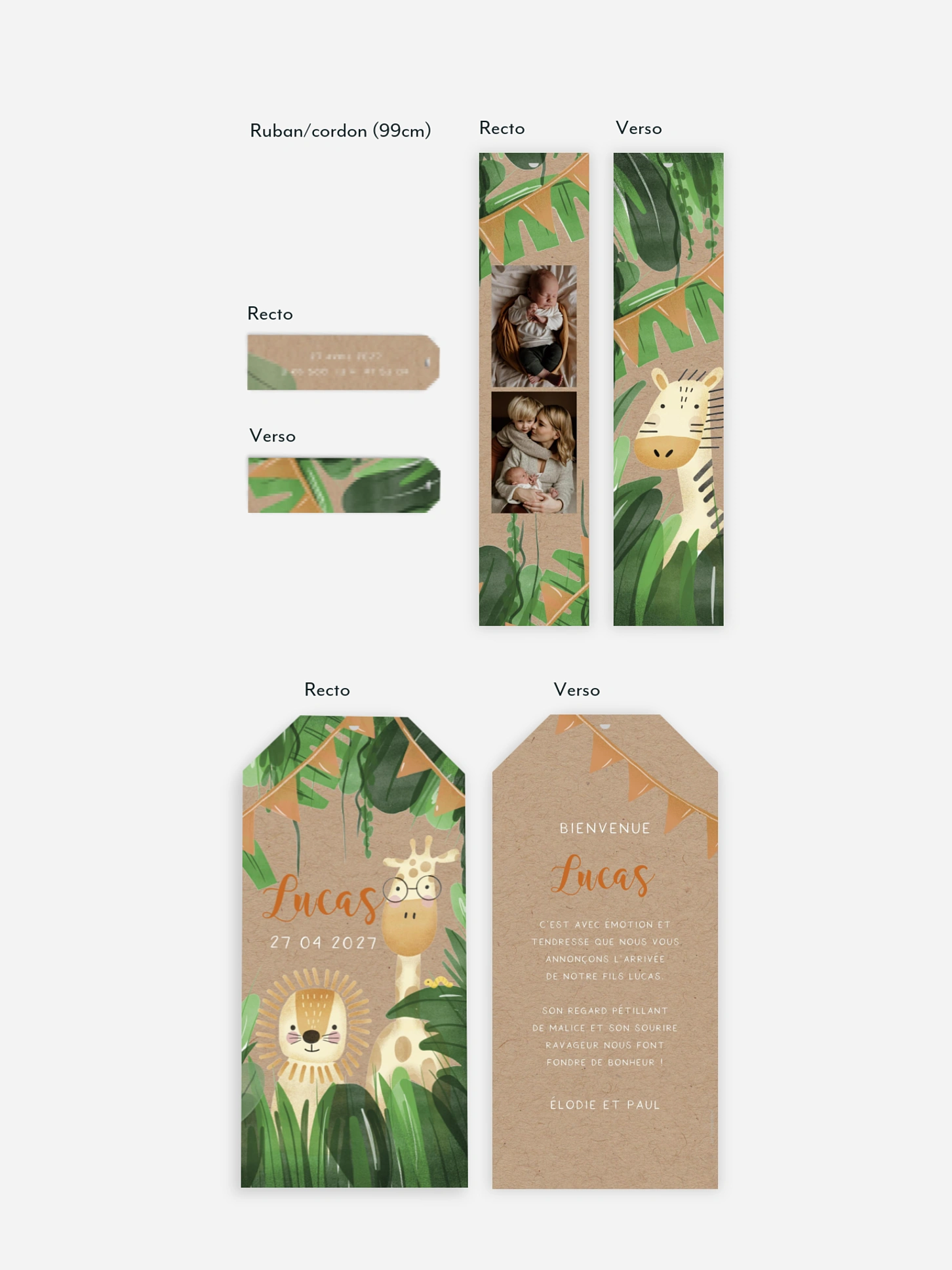Faire-part naissance Jungle en folie