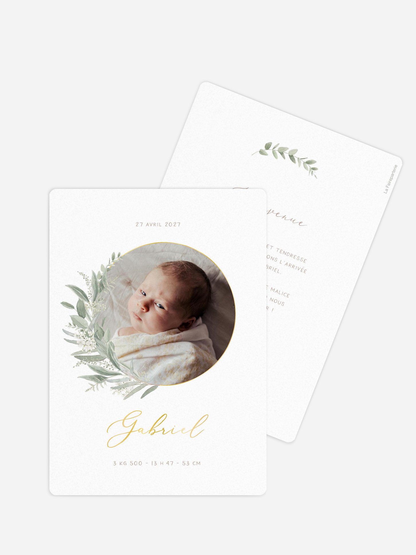 Faire-part naissance Couronne de sauge 2