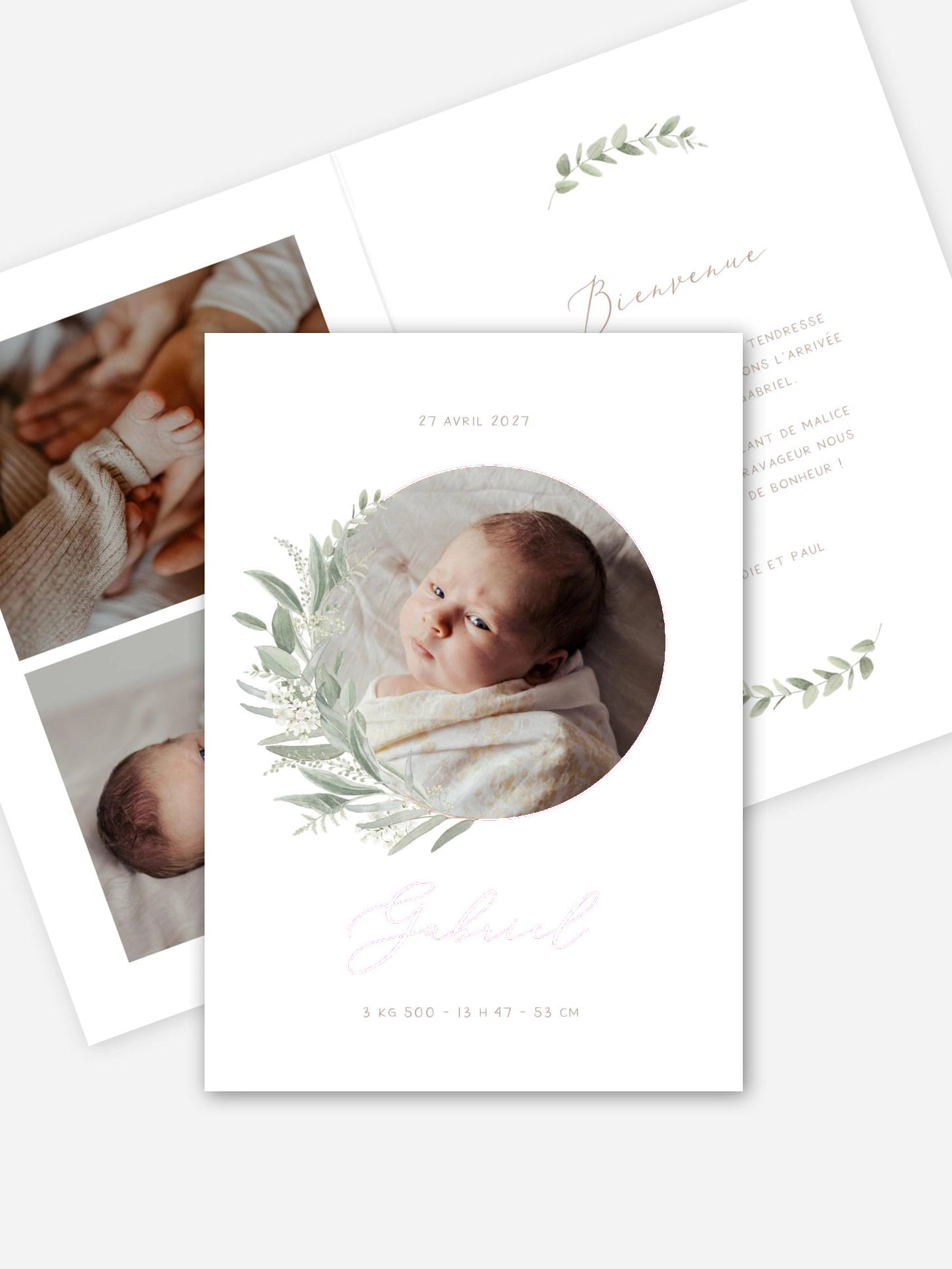 Faire-part naissance Couronne de sauge 2