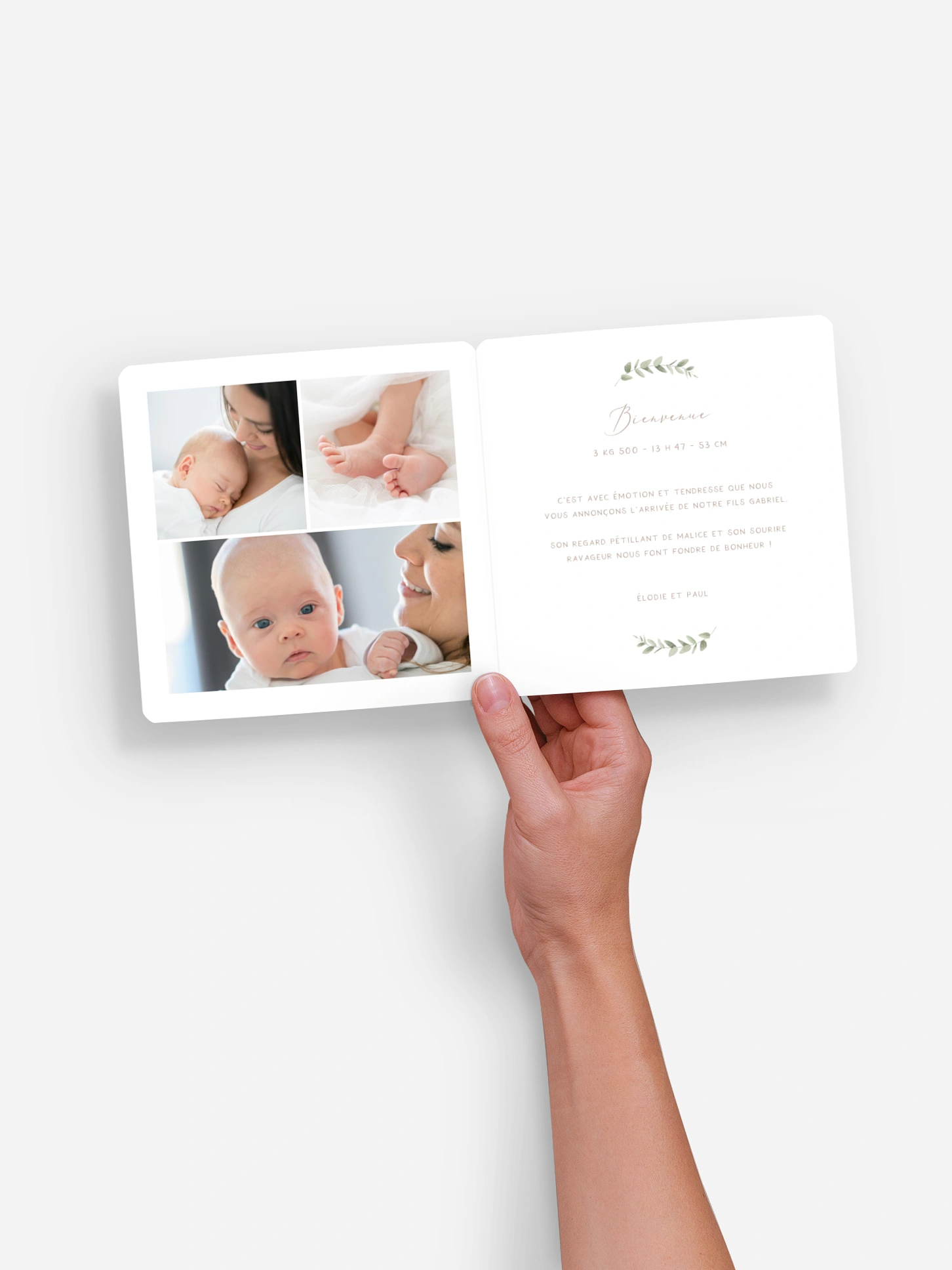 Faire-part naissance Couronne de sauge 2