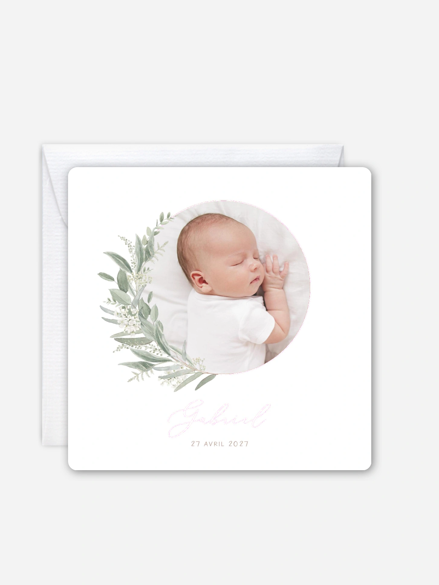 Faire-part naissance Couronne de sauge 2