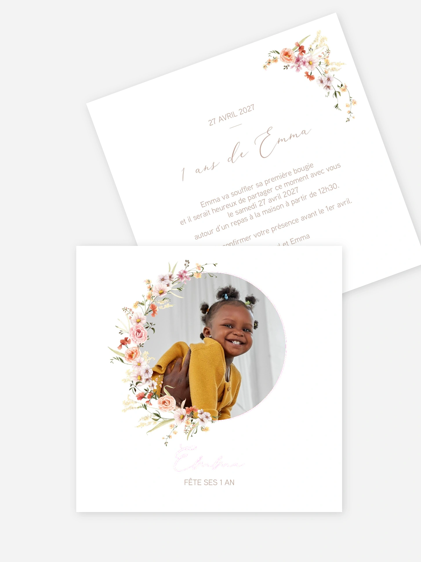invitation anniversaire enfant Fleurs des champs
