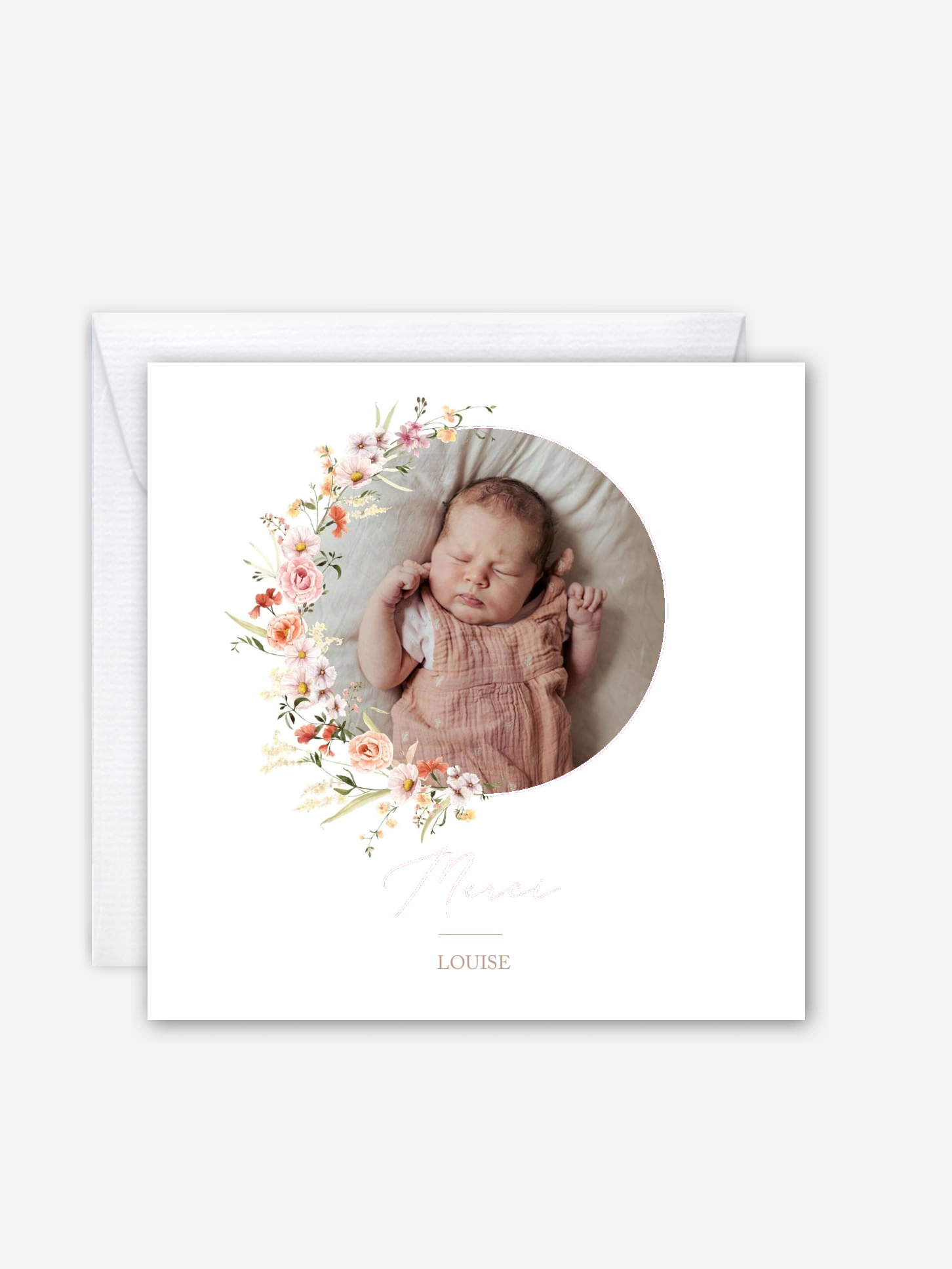 Carte remerciement naissance Fleurs des champs