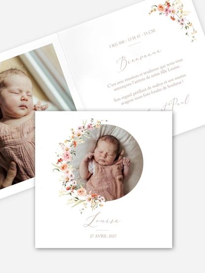 Faire-part naissance Fleurs des champs