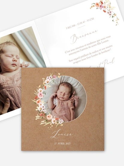 Faire-part naissance Fleurs des champs