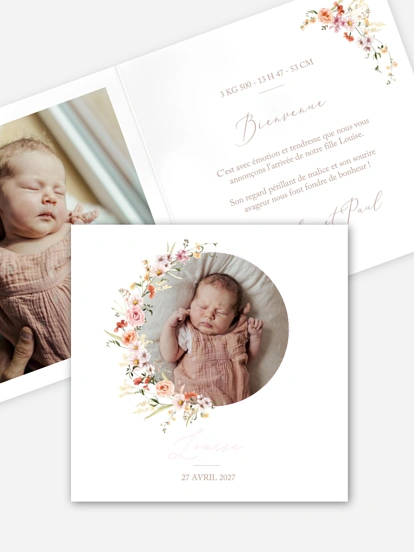 Faire-part naissance Fleurs des champs
