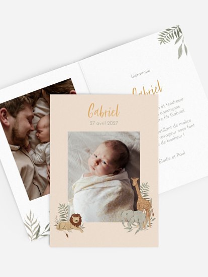 Faire-part naissance Animaux de la savane