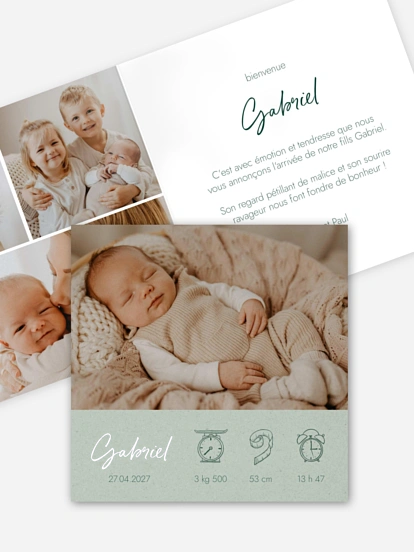 Faire-part naissance Natural Picto