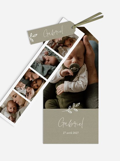 Faire-part naissance Feuille dorée