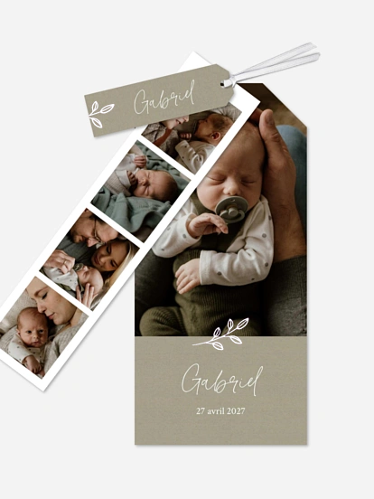 Faire-part naissance Feuille dorée
