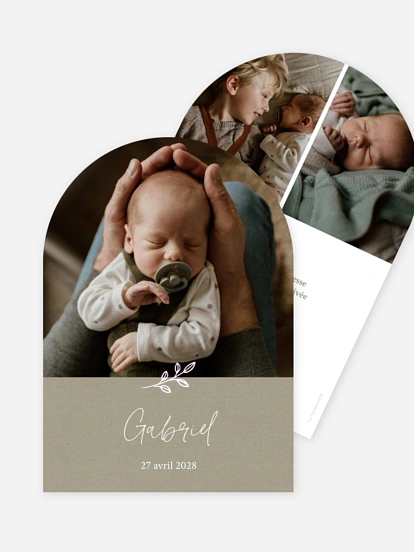 Faire-part naissance Feuille dorée