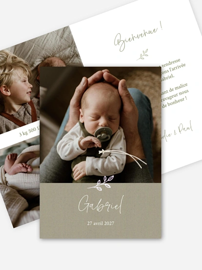 Faire-part naissance Feuille dorée