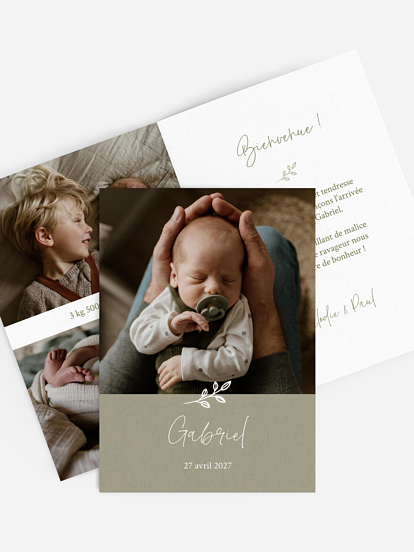 Faire-part naissance Feuille dorée