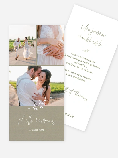 Carte de remerciements Feuille dorée