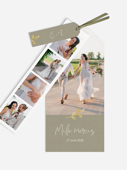 Carte de remerciements Feuille dorée