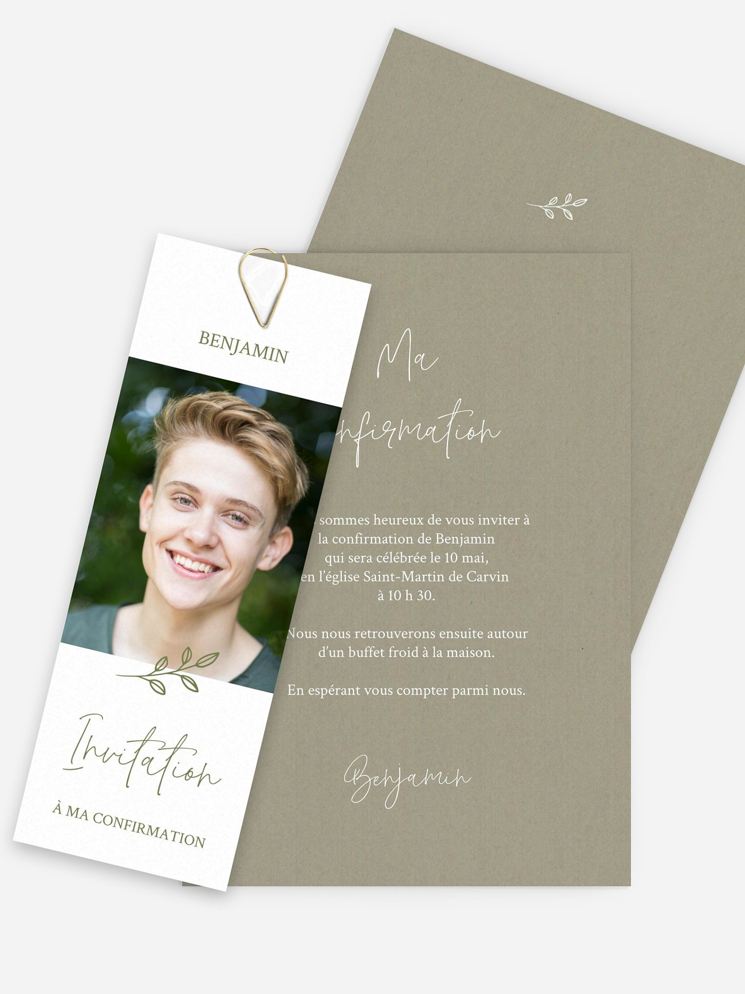 Invitation Confirmation Feuille dorée