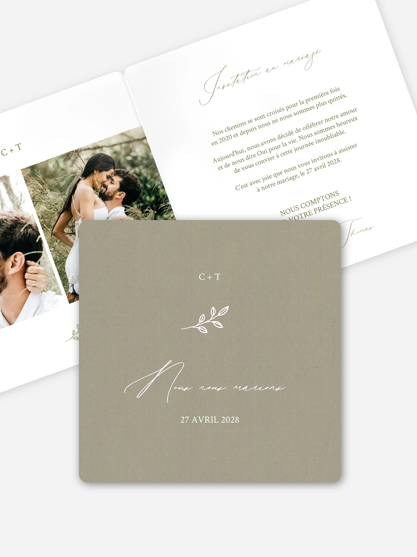 Faire-part de mariage Feuille dorée