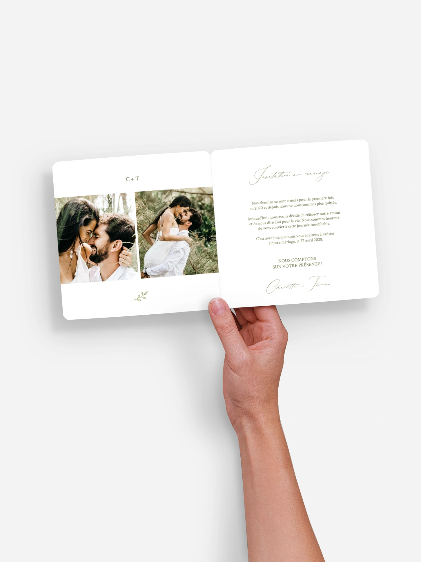 Faire-part de mariage Feuille dorée