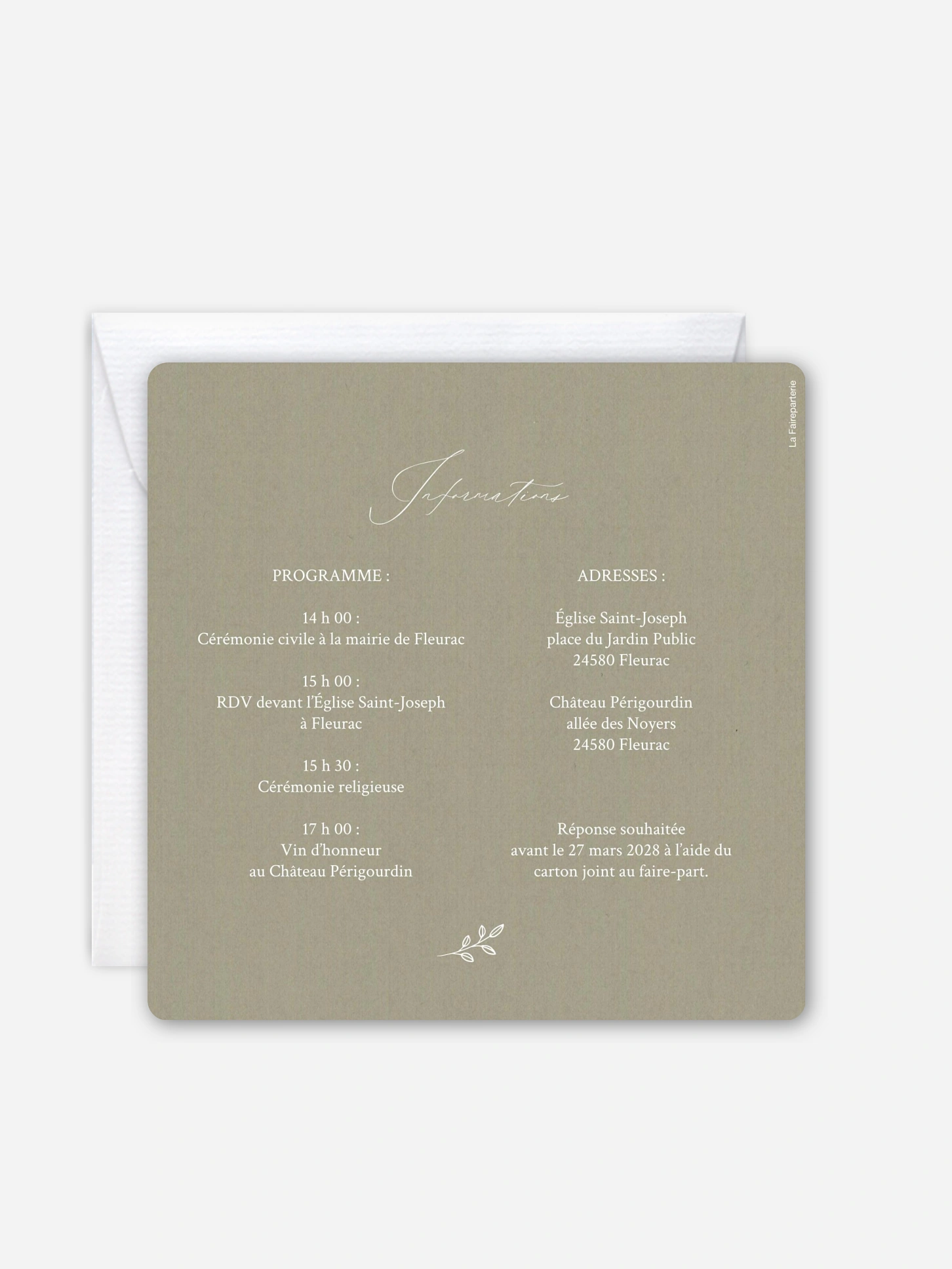 Faire-part de mariage Feuille dorée