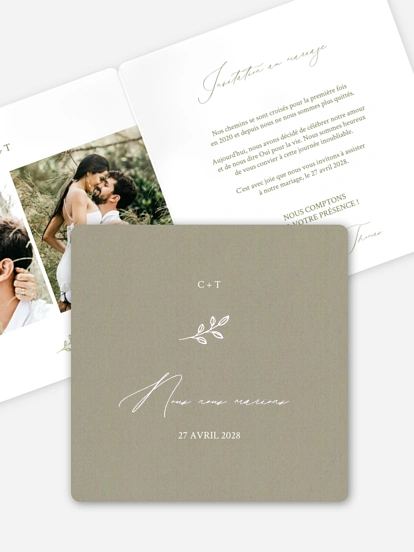 Faire-part de mariage Feuille dorée