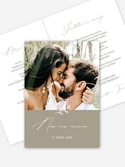 Faire-part de mariage Feuille dorée