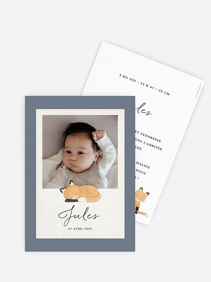 Faire-part naissance Renard vintage