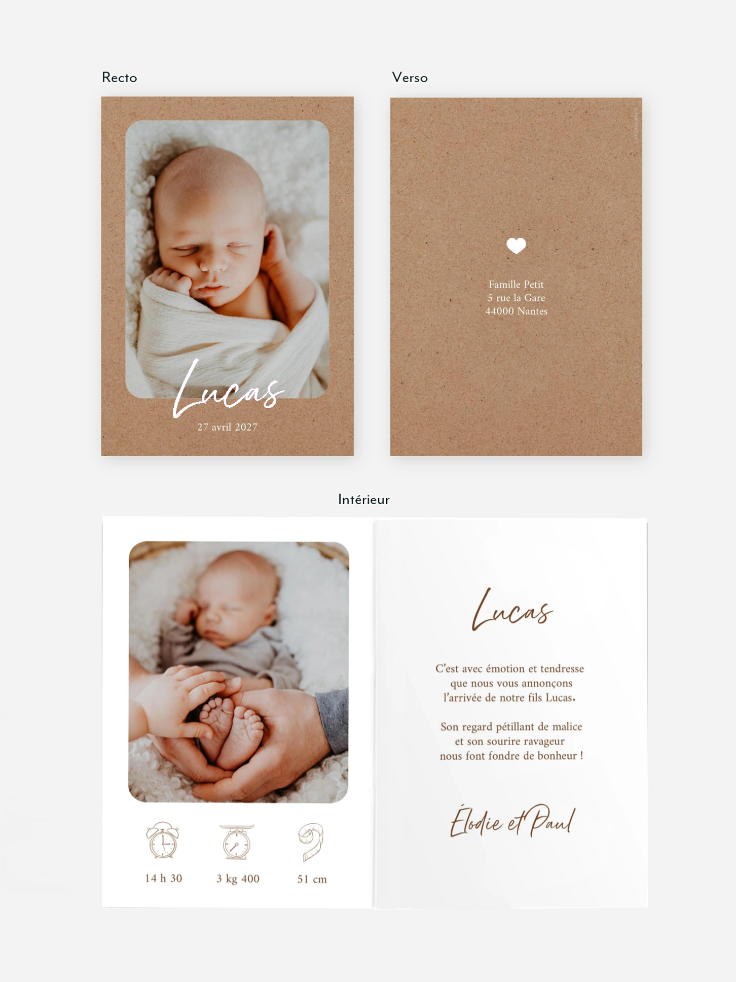 Faire-part naissance Petit coeur